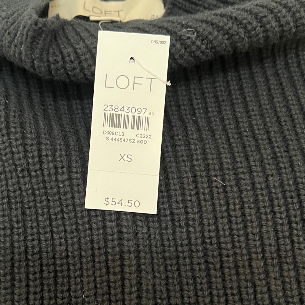 LOFT Black Sleeveless Quite Luxury Mock Neck Vertical Ribbed Decorative Sweater - Picture 7 of 13